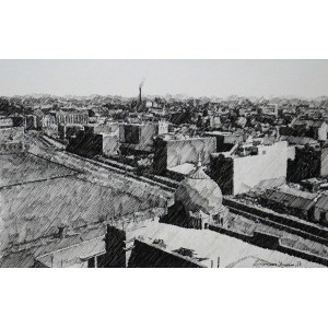 Zameer Hussain, untitled 7 X 11 Inch, Pen ink on paper, Cityscape Painting -AC-ZAH-051